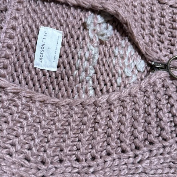 JACKSON ROWE I See You Chunky Cardigan Sweater Women Size Small Zip Dusty Pink - Picture 8 of 12